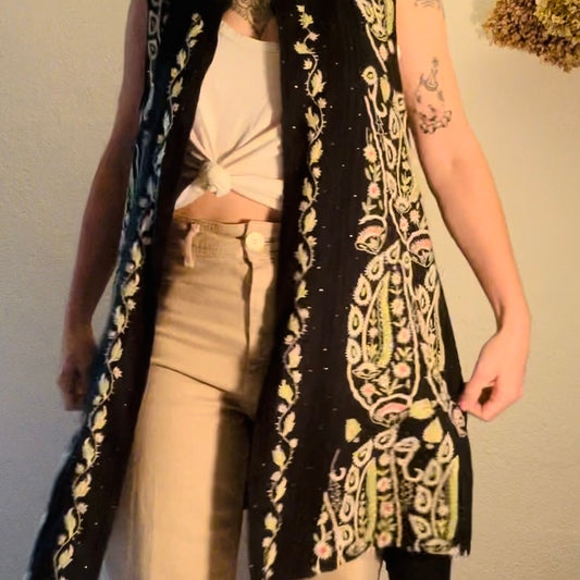 Moon In Her Eyes Sleeveless Duster, UpCycled Thrift Flip Fashion
