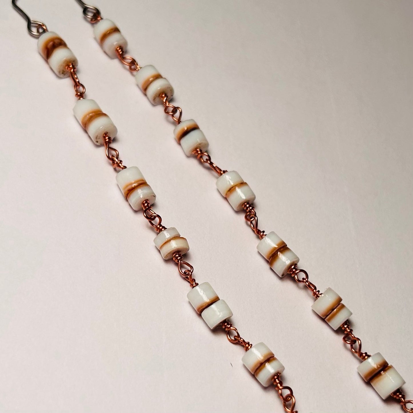 Sushi Roll, Beaded Chain Long Dangling Earrings