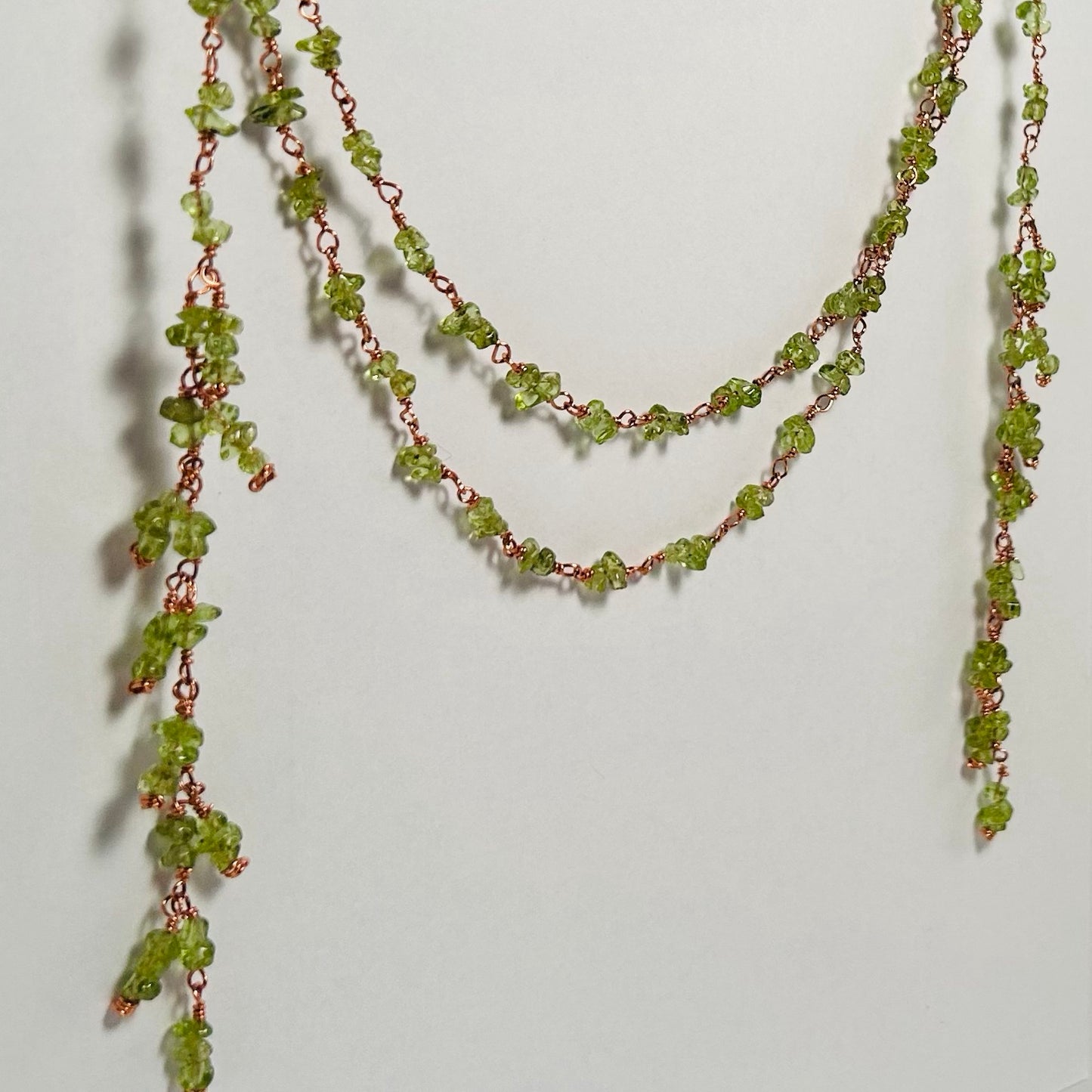 Green Goddess, Gemstone Beaded Chain Lasso 53”