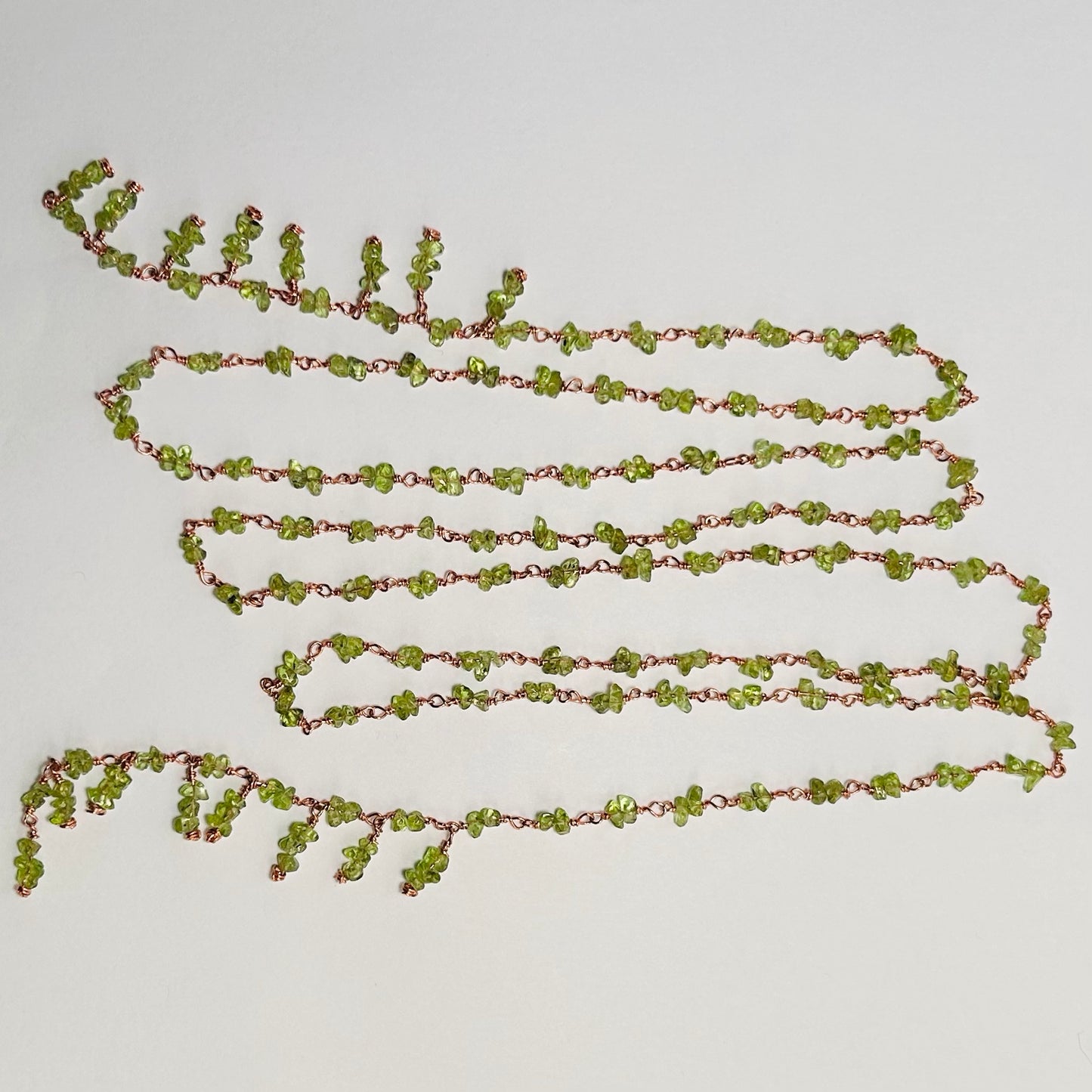 Green Goddess, Gemstone Beaded Chain Lasso 53”