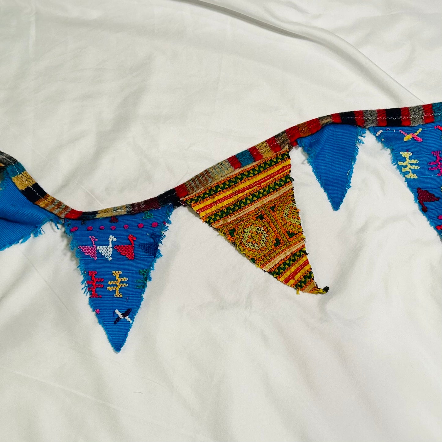Blue Multi Embroidered Bunting Banner, 60 inches
