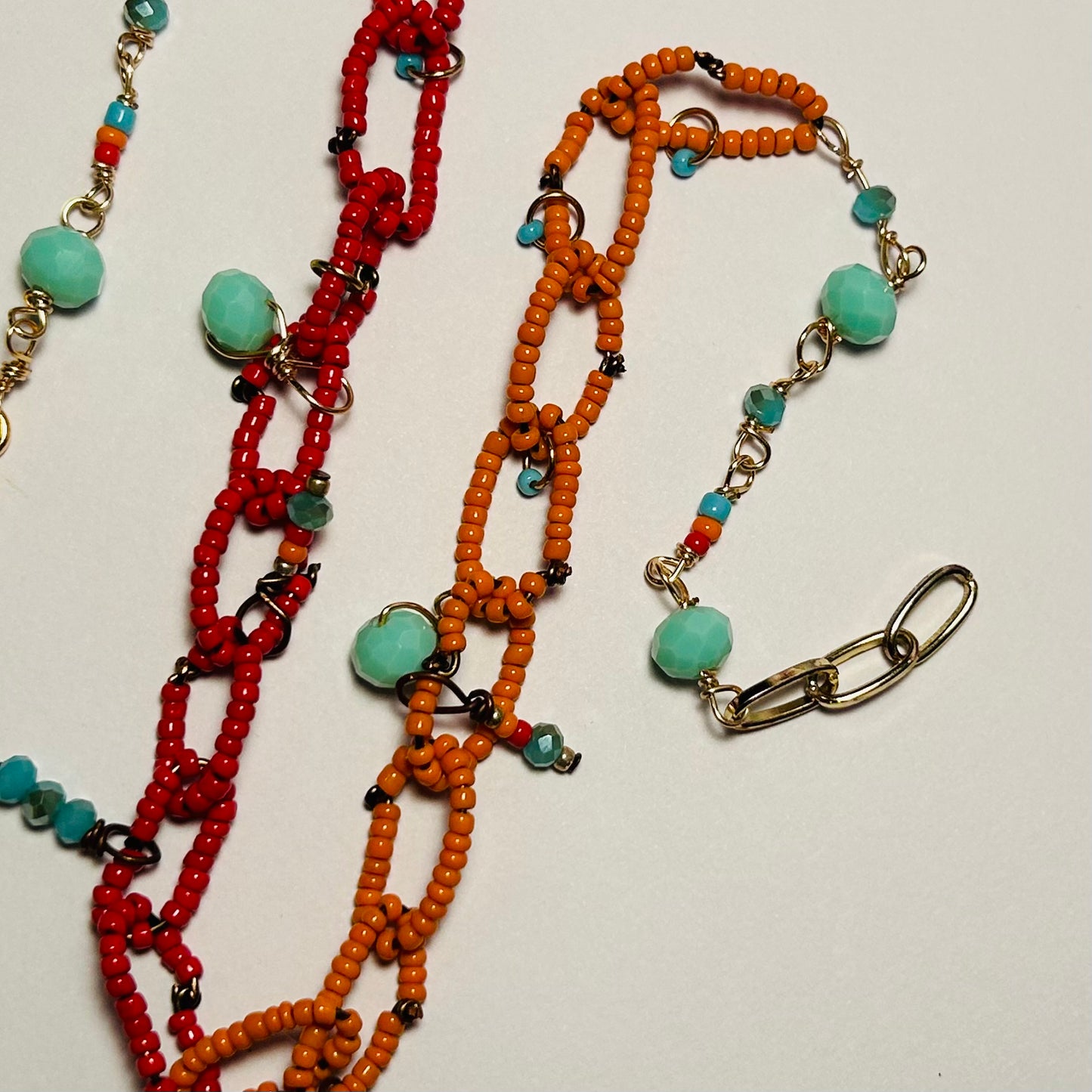 Fire & Ice, Beaded Chain Link Necklace