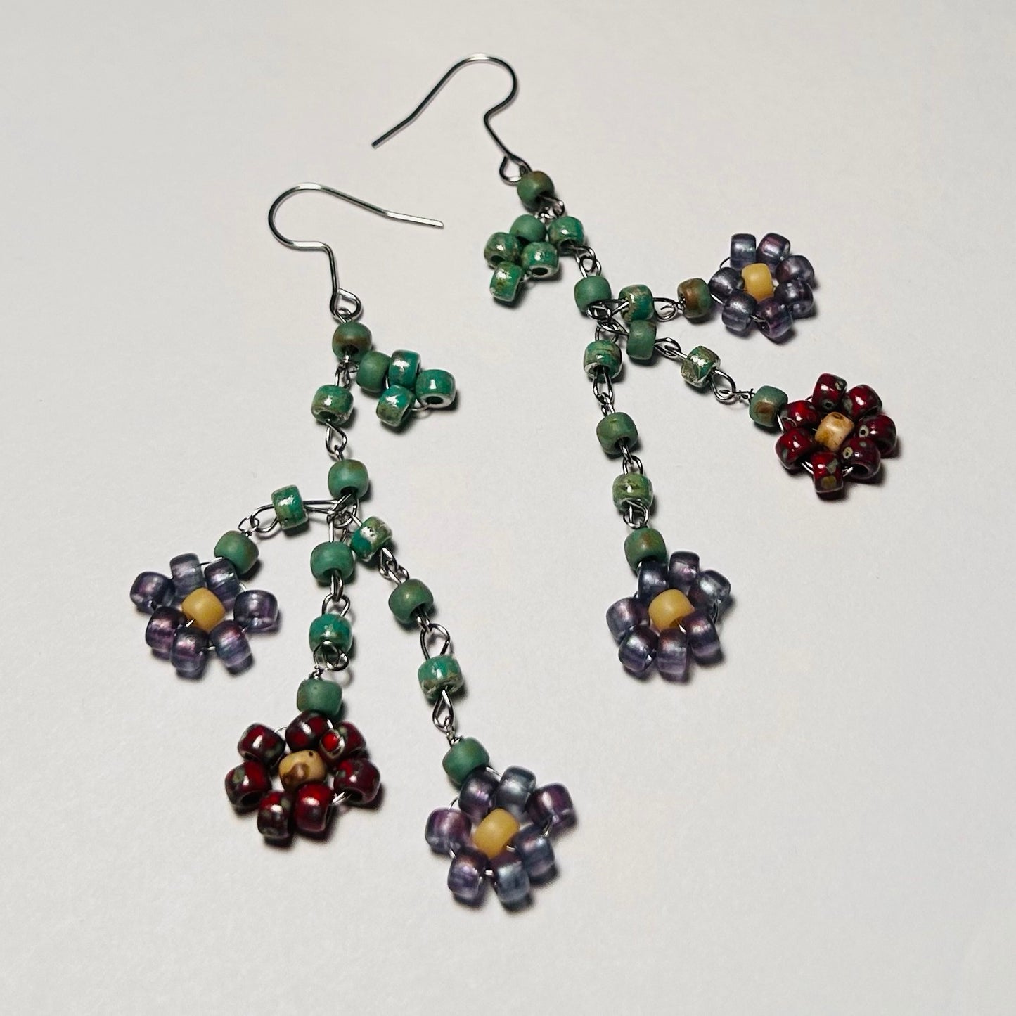 Petty’s Wildflowers, Beaded Dangling Earrings