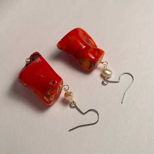 Ocean Trinket, Coral Drop Earrings