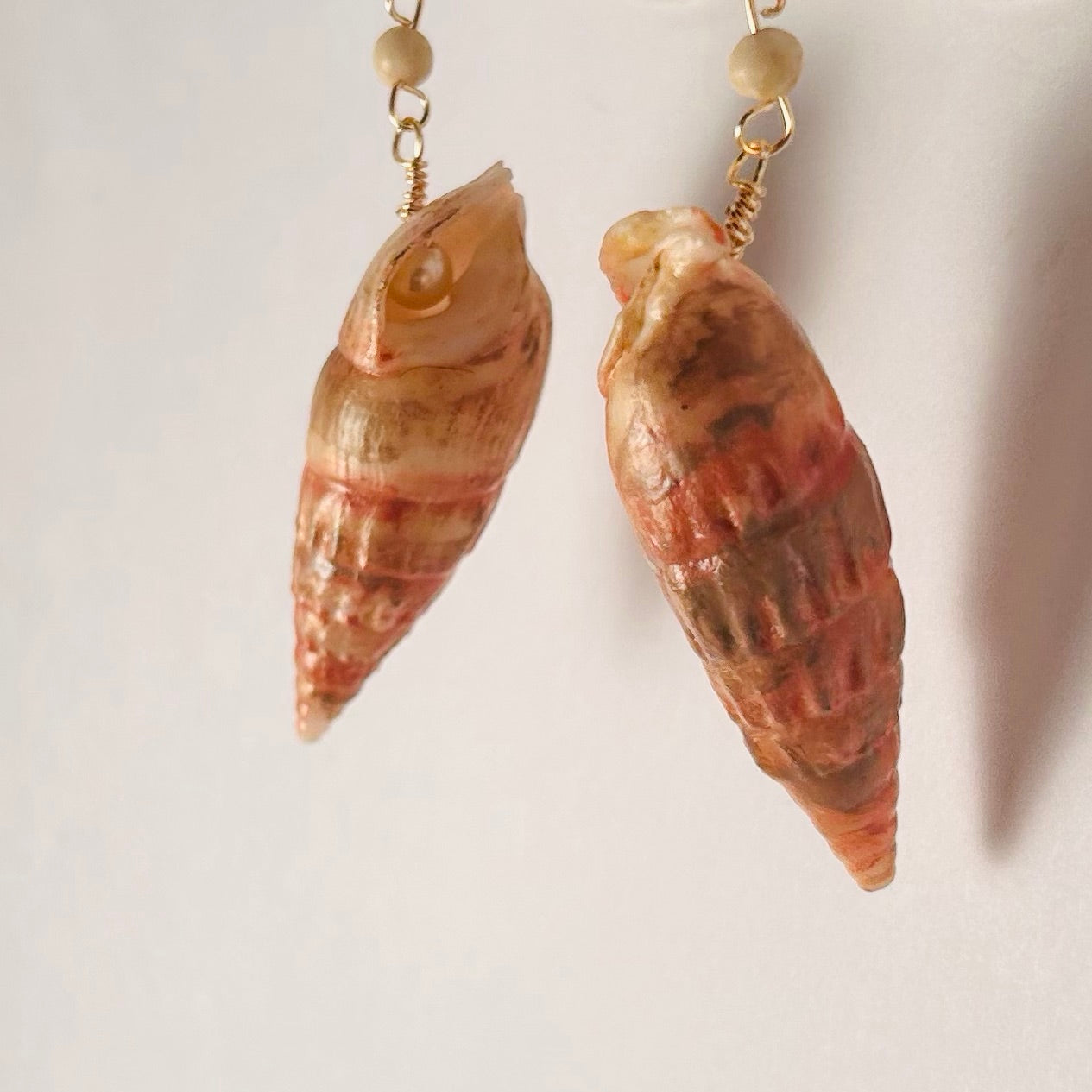 Baby Venus, Hand-painted Shell Drop Earrings