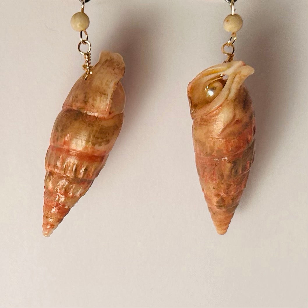 Baby Venus, Hand-painted Shell Drop Earrings