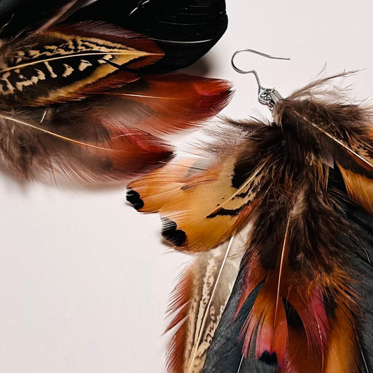 Dancing by Firelight, Feathered Earrings