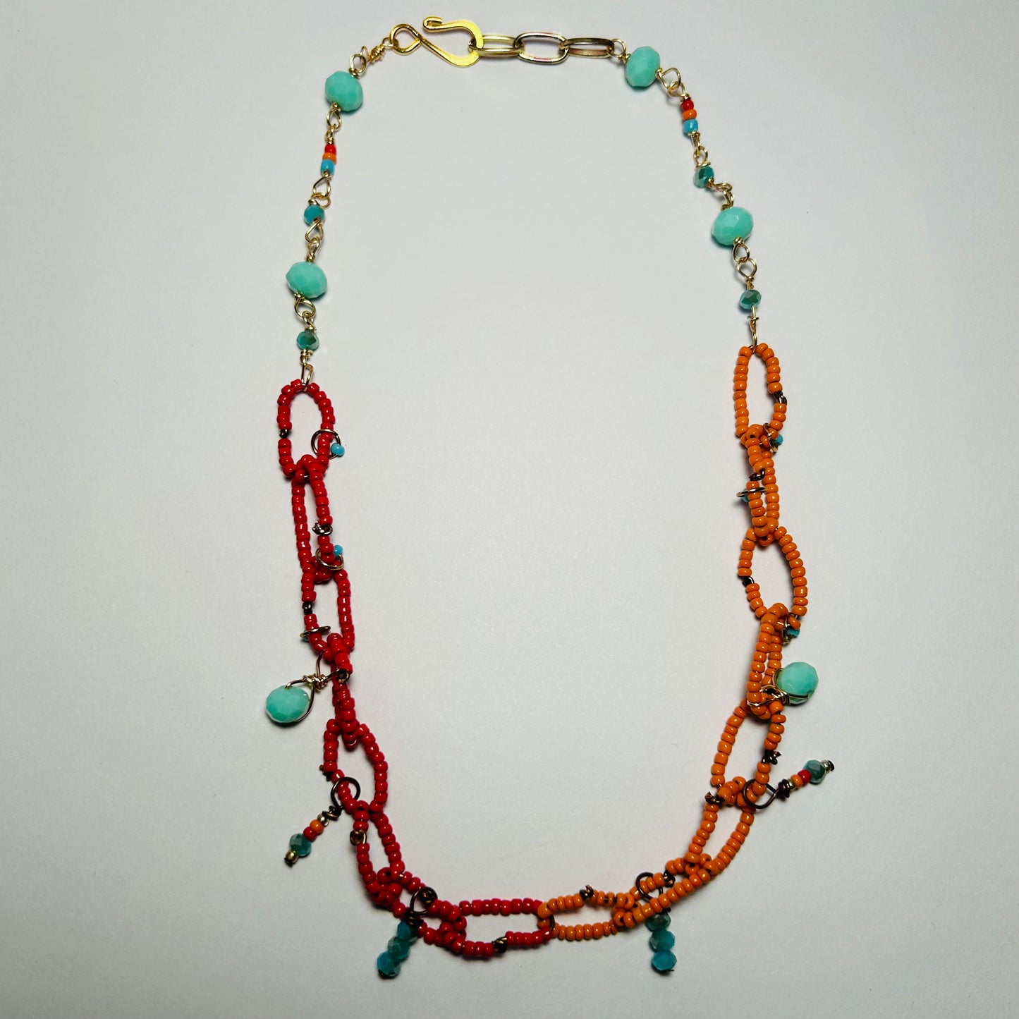 Fire & Ice, Beaded Chain Link Necklace