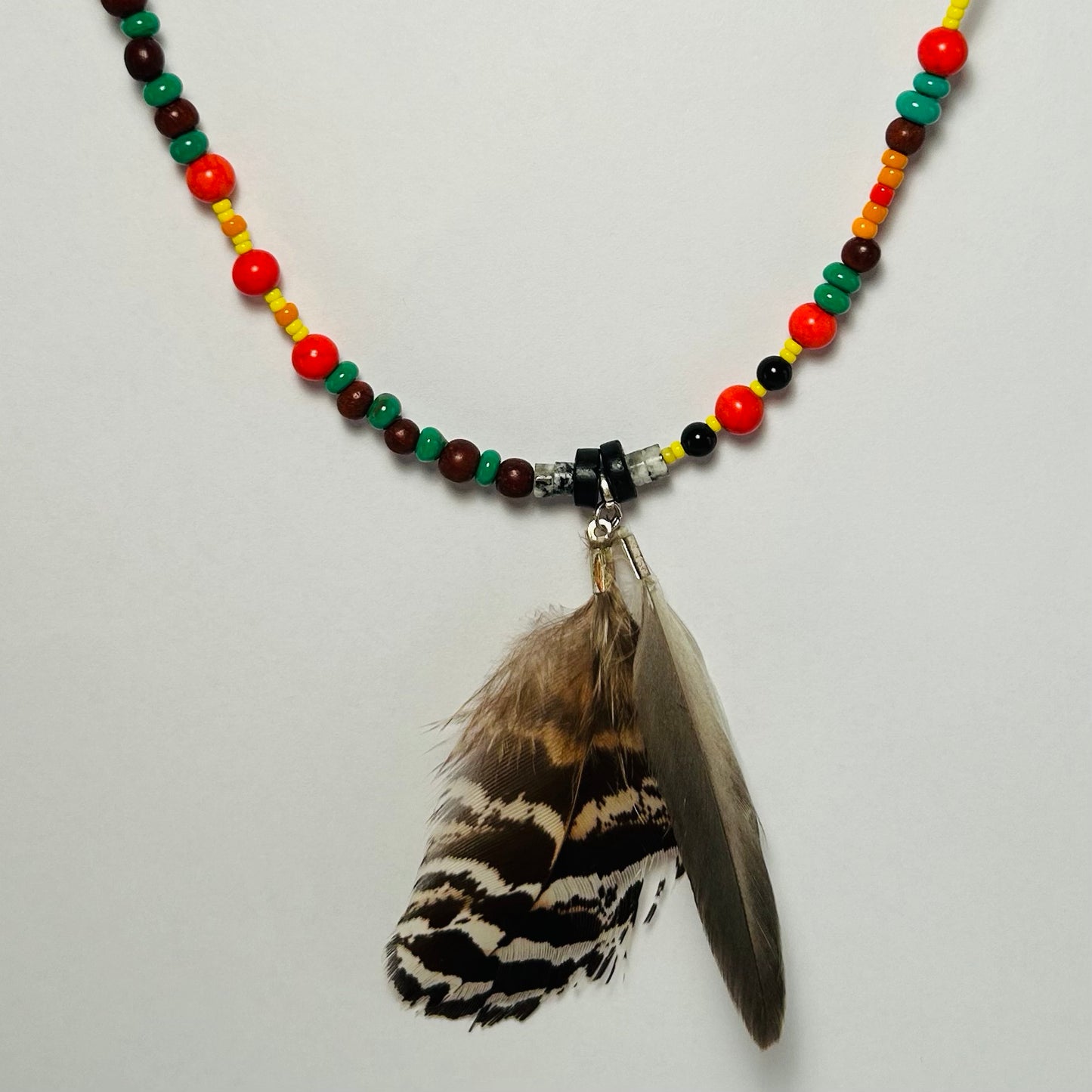 Wild Above These Streets, Feathered & Beaded Necklace