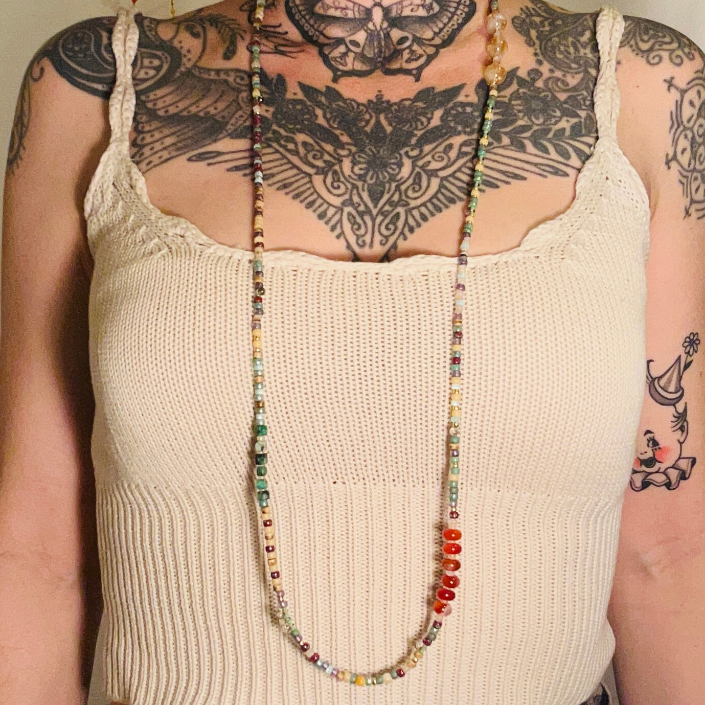 Dewy Fern, Long Beaded Wrap 39”