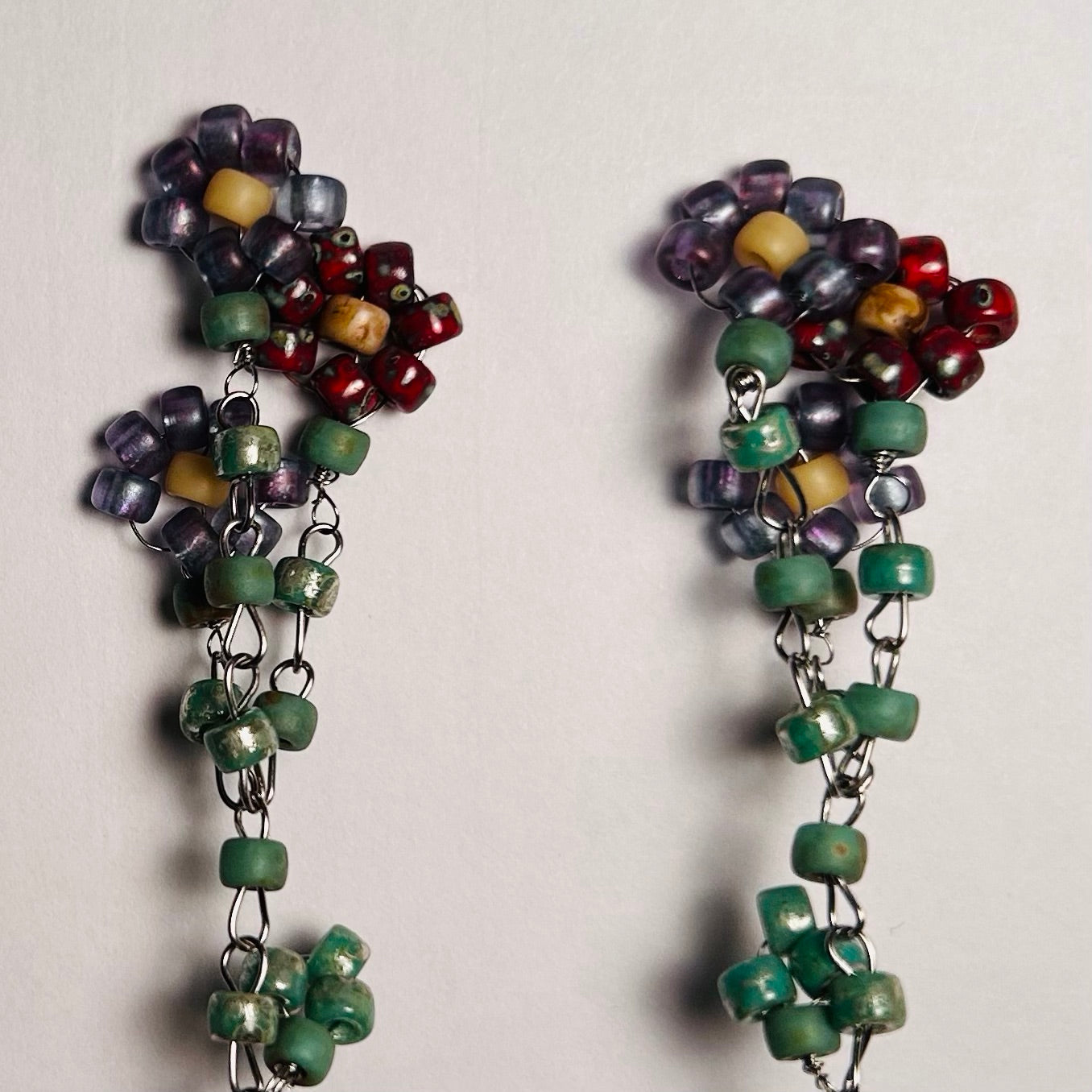 Petty’s Wildflowers, Beaded Dangling Earrings