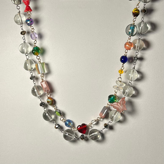 Glass Heart Necklace Set