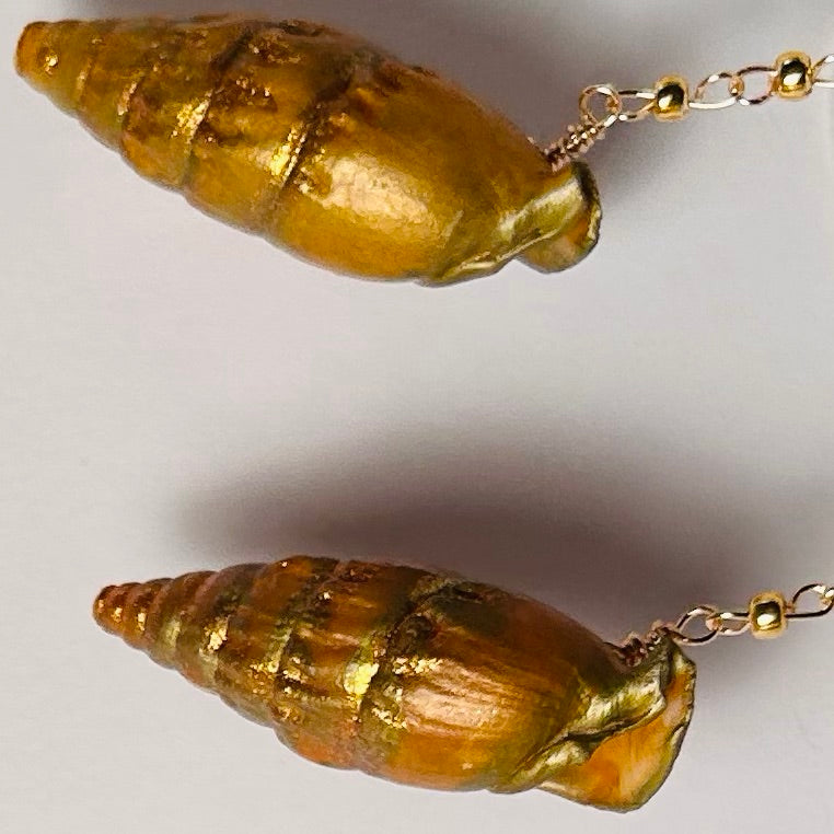 Sunken Empire, Hand-painted Shell Drop Earrings