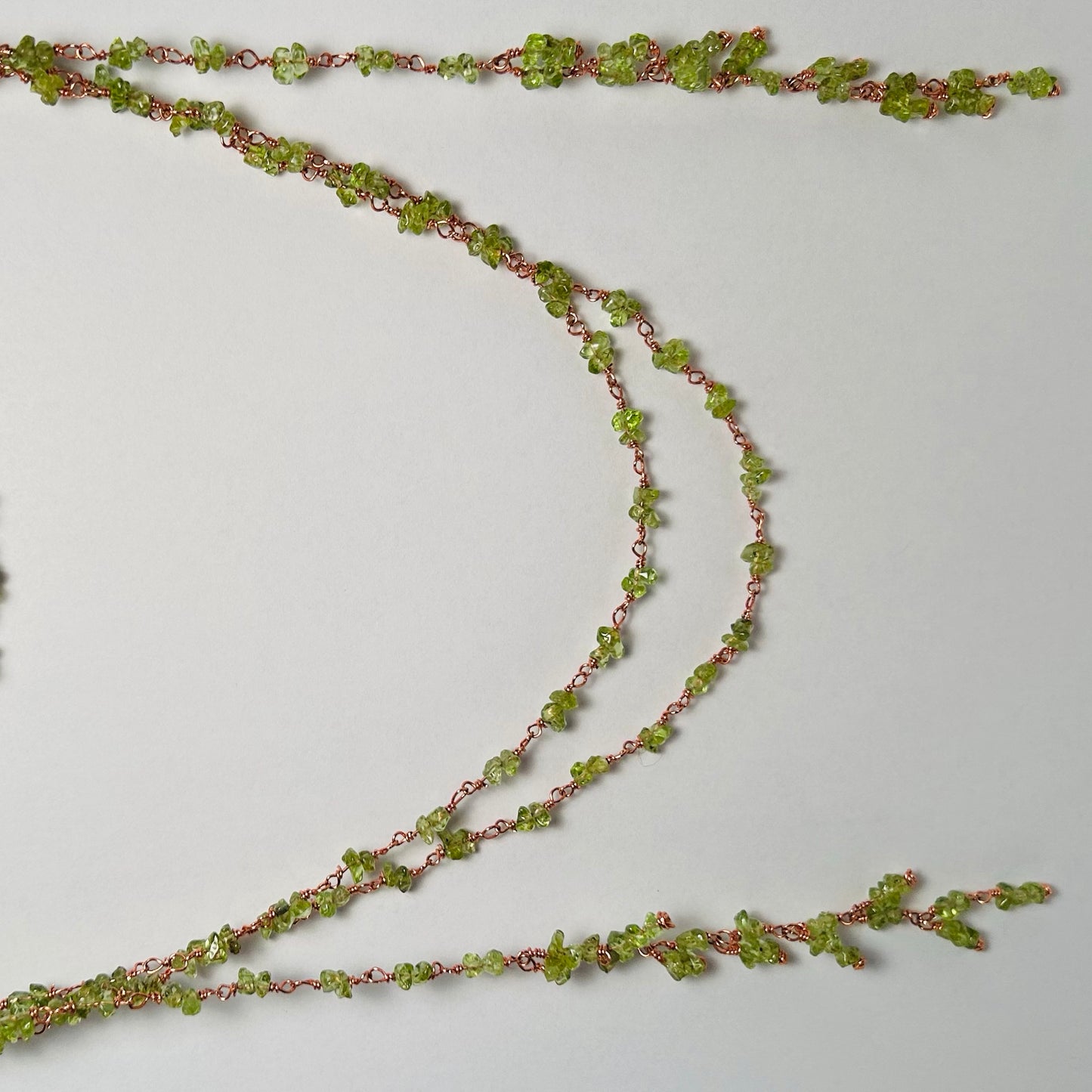 Green Goddess, Gemstone Beaded Chain Lasso 53”