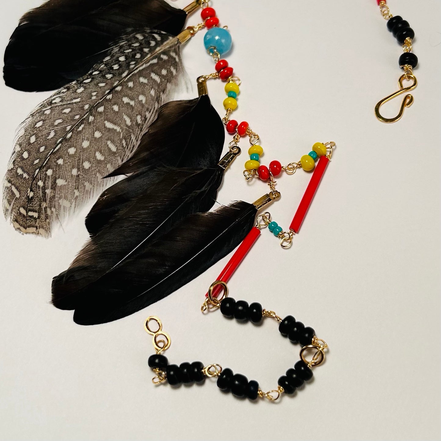 En Route, Feathered & Beaded Necklace