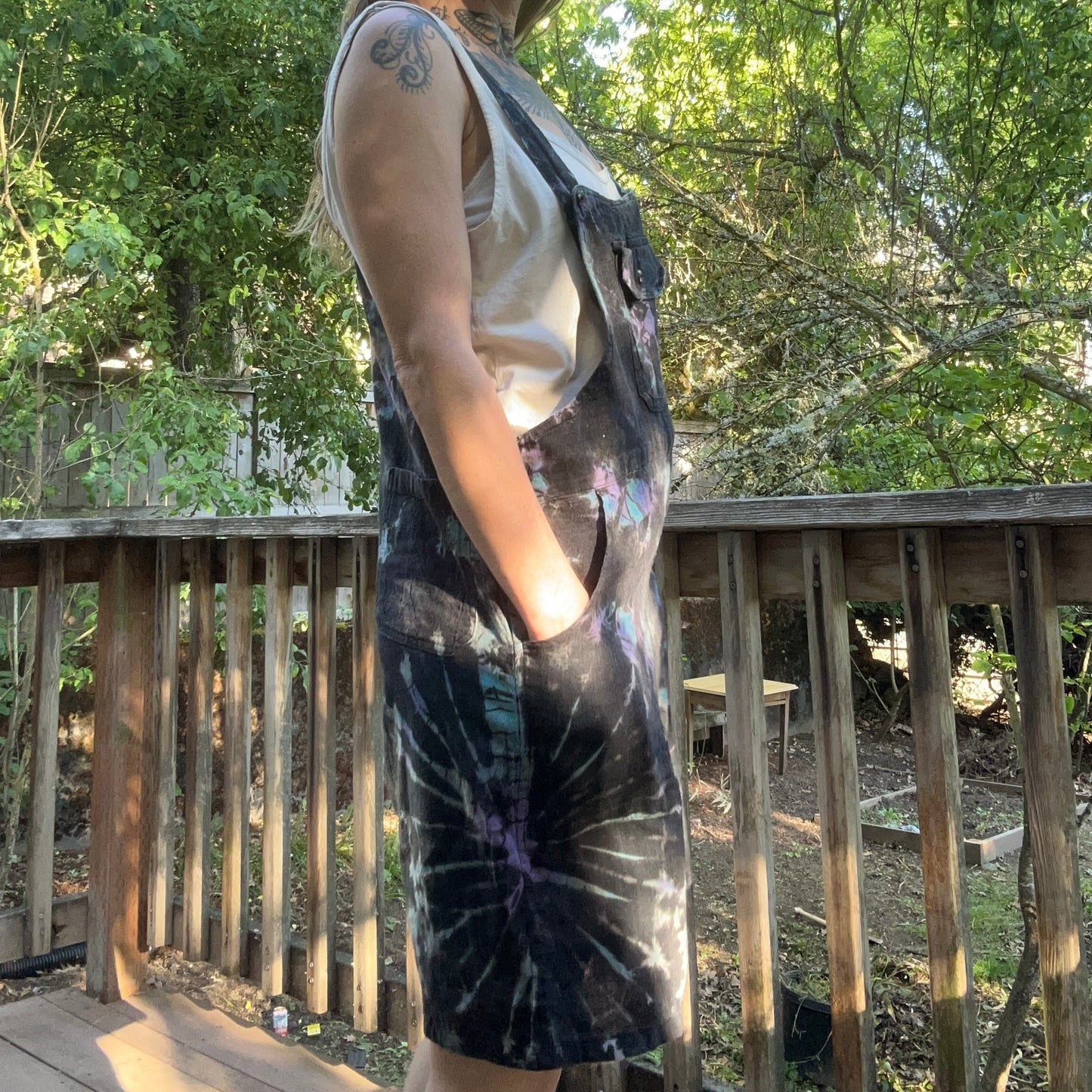 Hacky Sacked Shorted Overalls, UpCycled Fashion