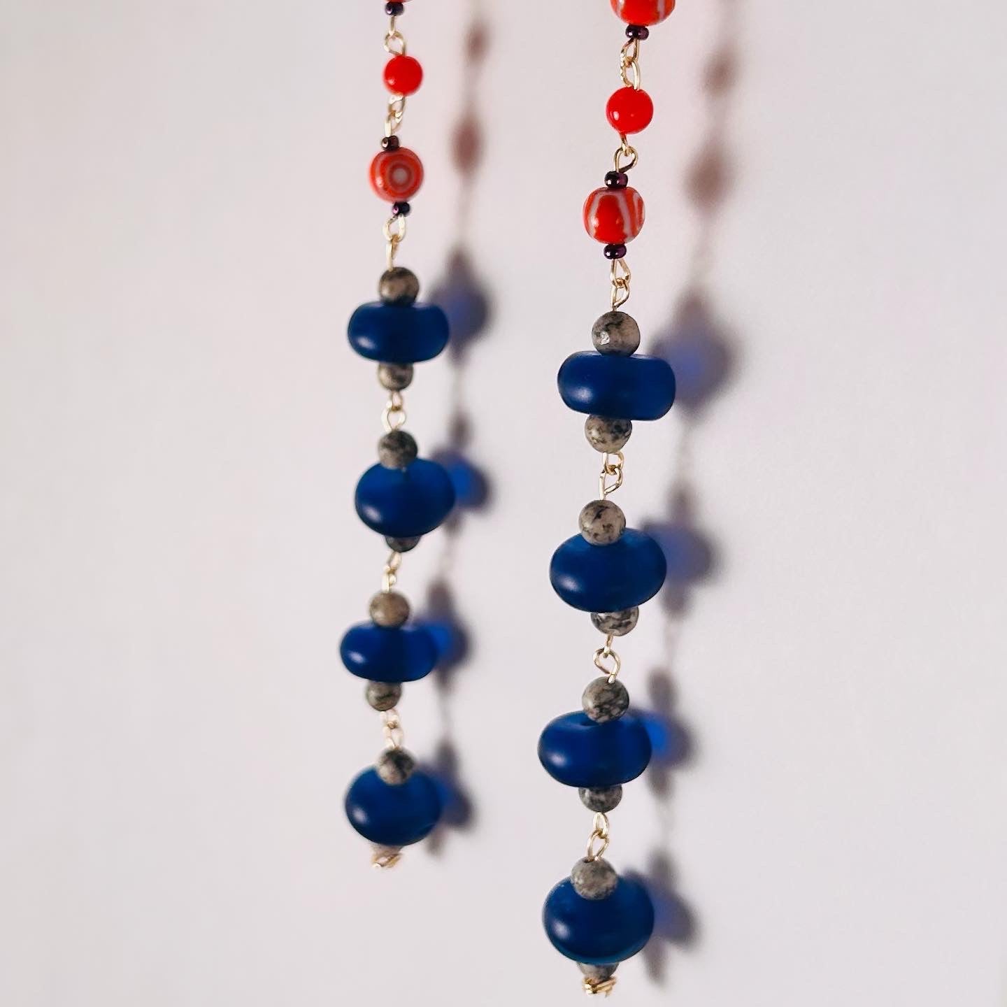 Mosaic Moment, Beaded Chain Long Drop Earrings