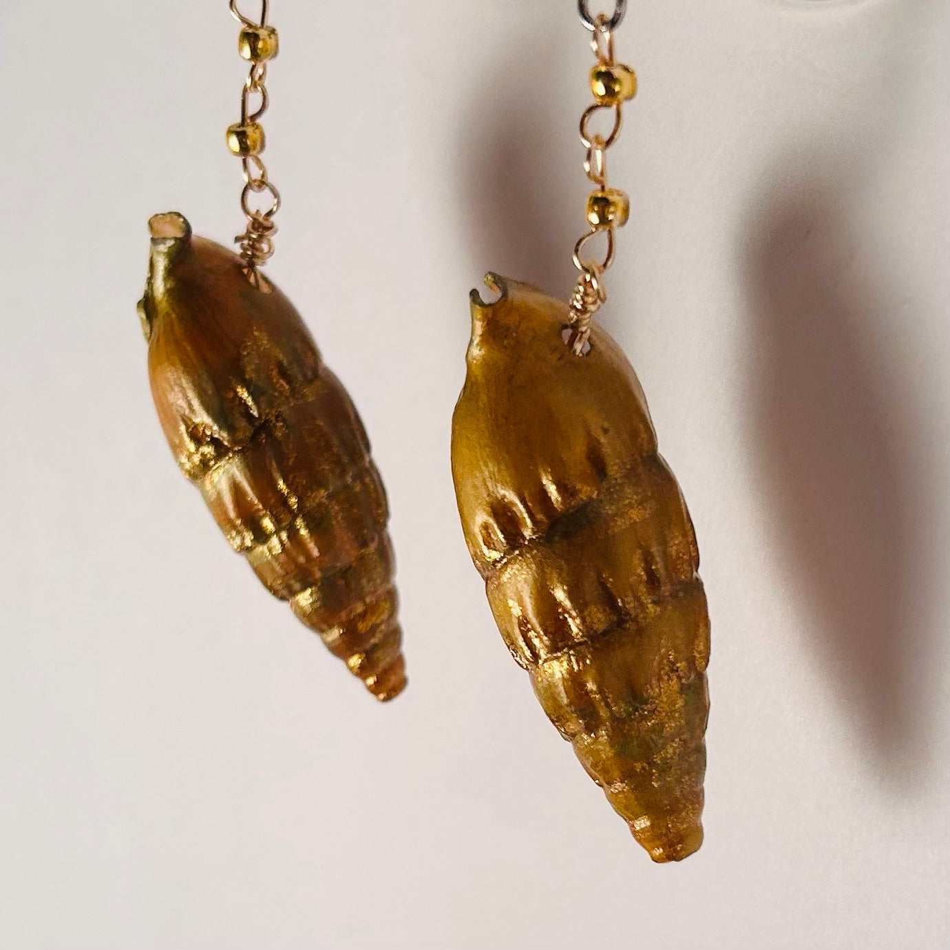 Sunken Empire, Hand-painted Shell Drop Earrings