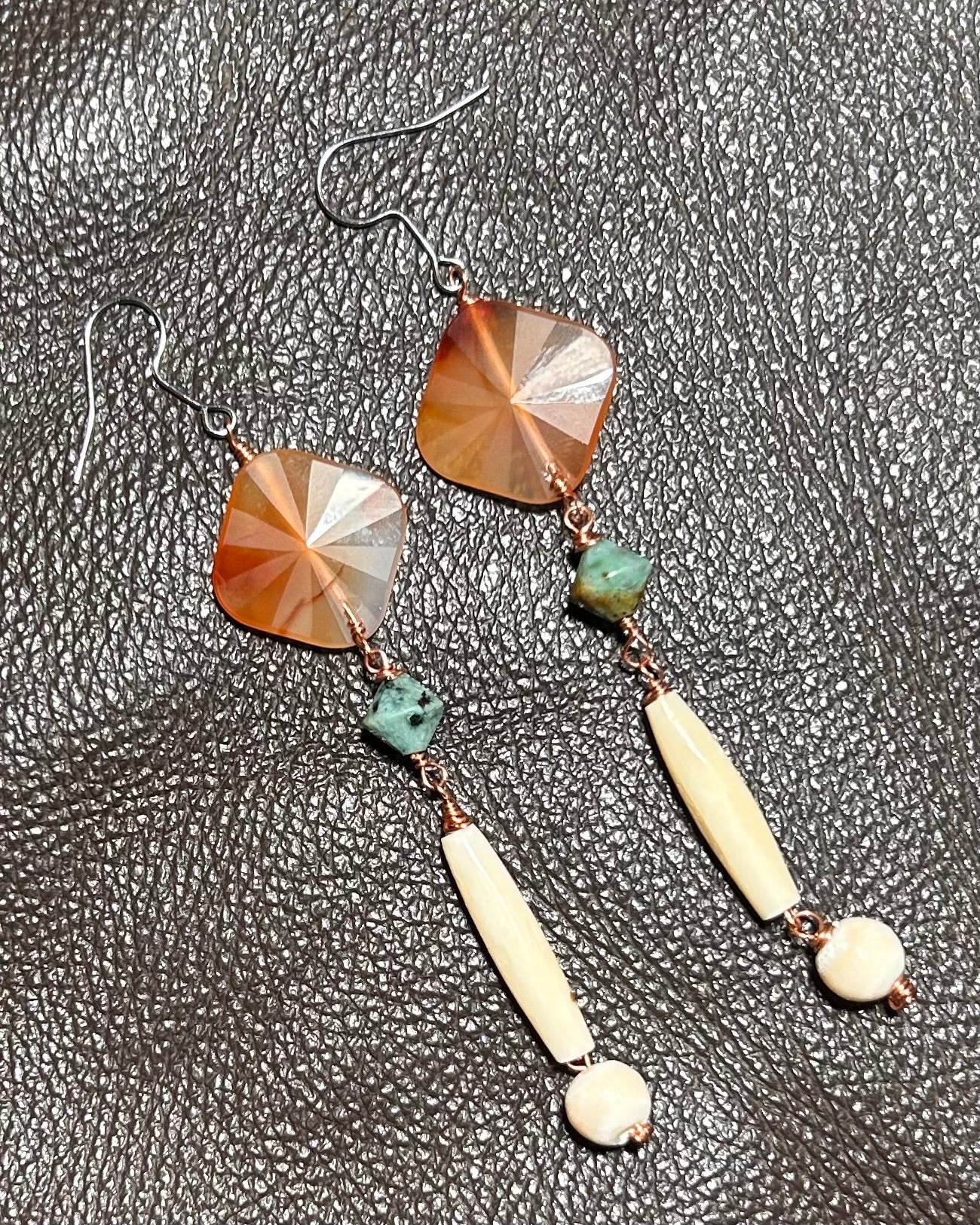 Carnelian Sun, Dangling Earrings