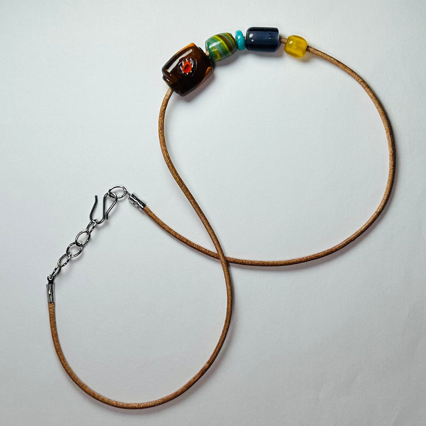 Alright Alright Alright, Unisex Leather & Glass Beaded Necklace