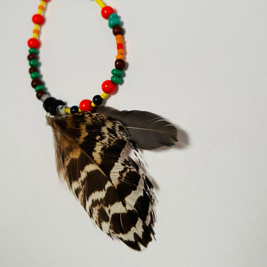 Wild Above These Streets, Feathered & Beaded Necklace