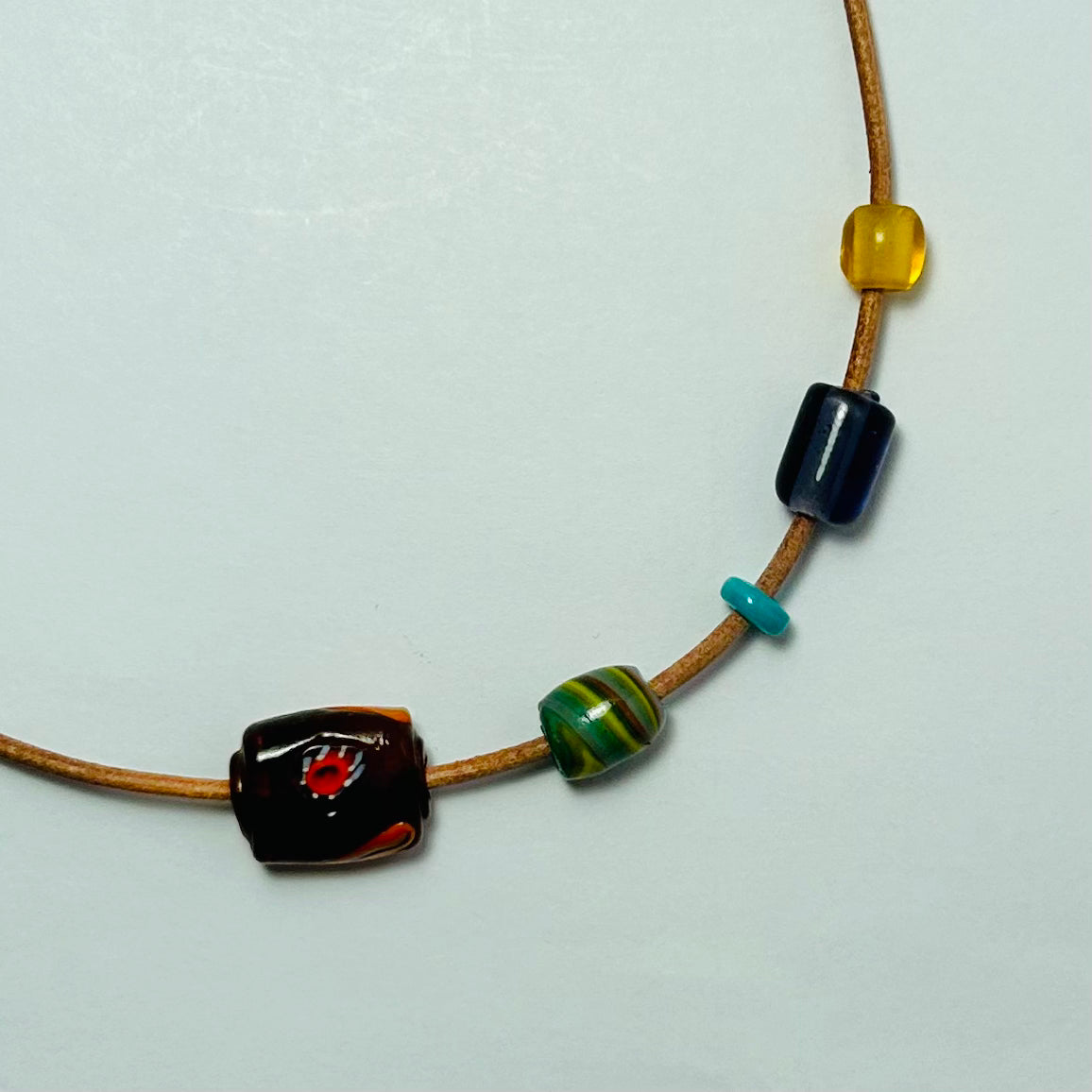 Alright Alright Alright, Unisex Leather & Glass Beaded Necklace