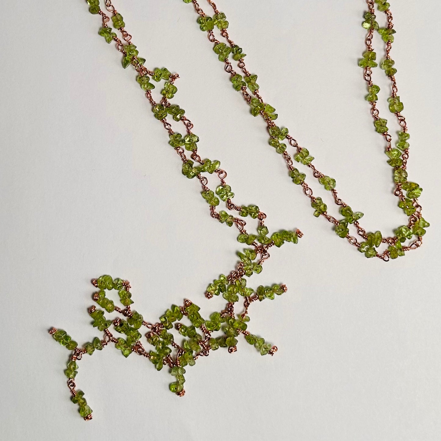 Green Goddess, Gemstone Beaded Chain Lasso 53”