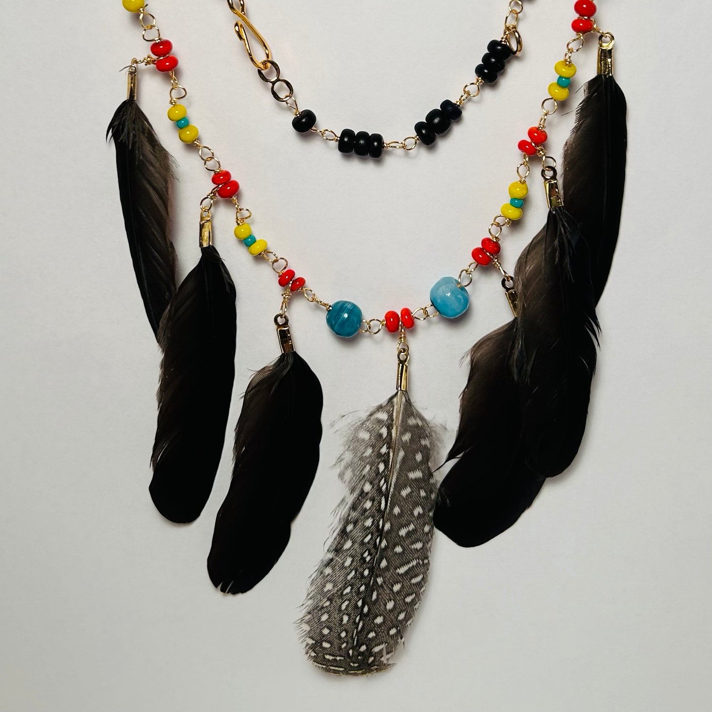 En Route, Feathered & Beaded Necklace