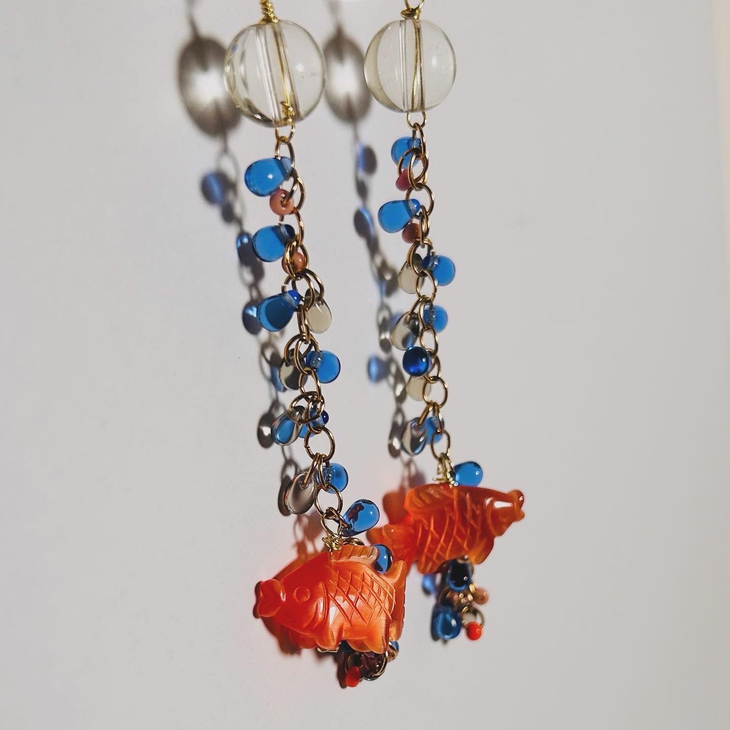 Feeding the Fishies, Glass Bead Statement Earrings