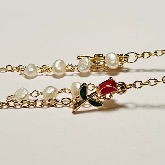 Every Rose Has Its Thorn, Bead & Chain Dangling Earrings