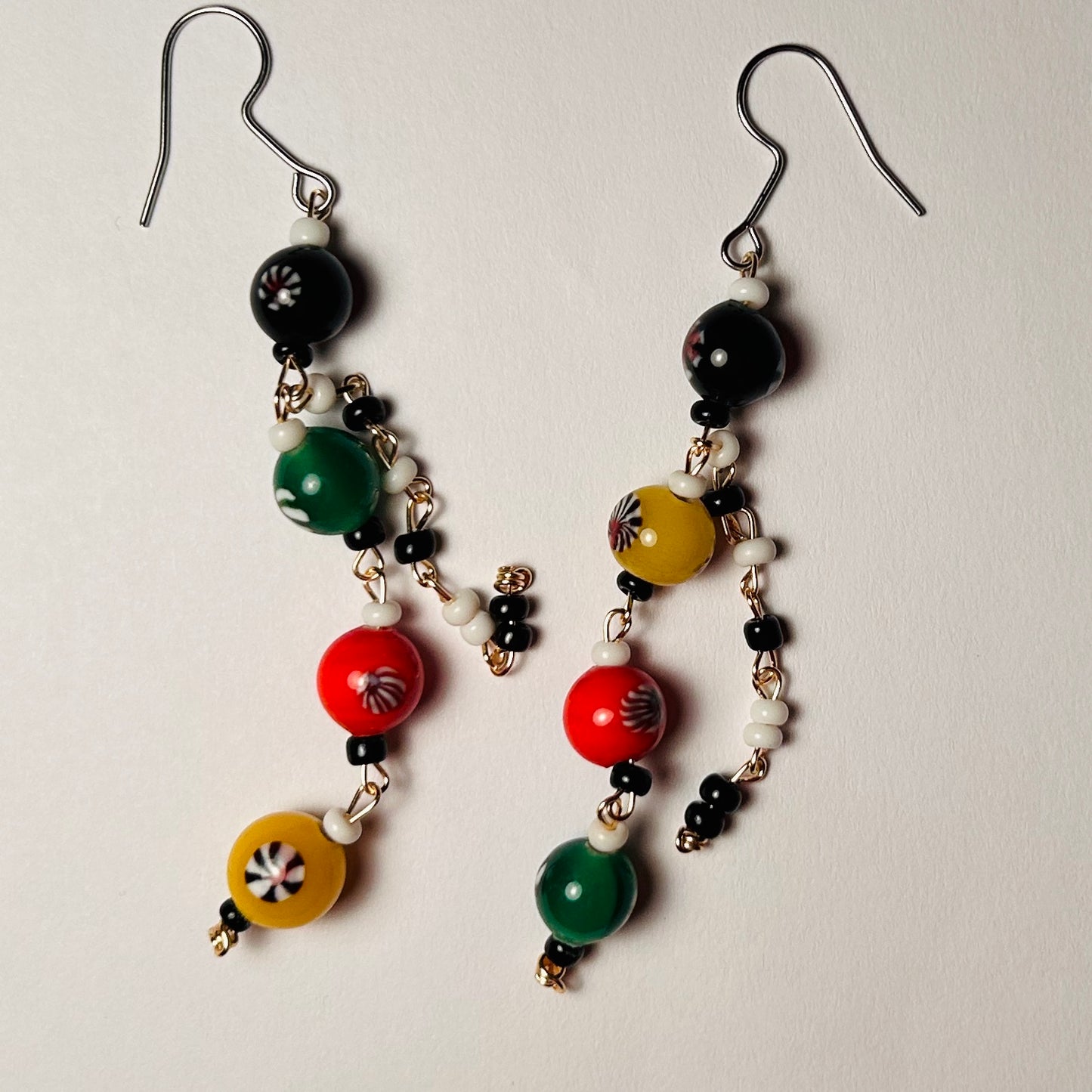 Jah Bless, Beaded Chain Dangling Earrings