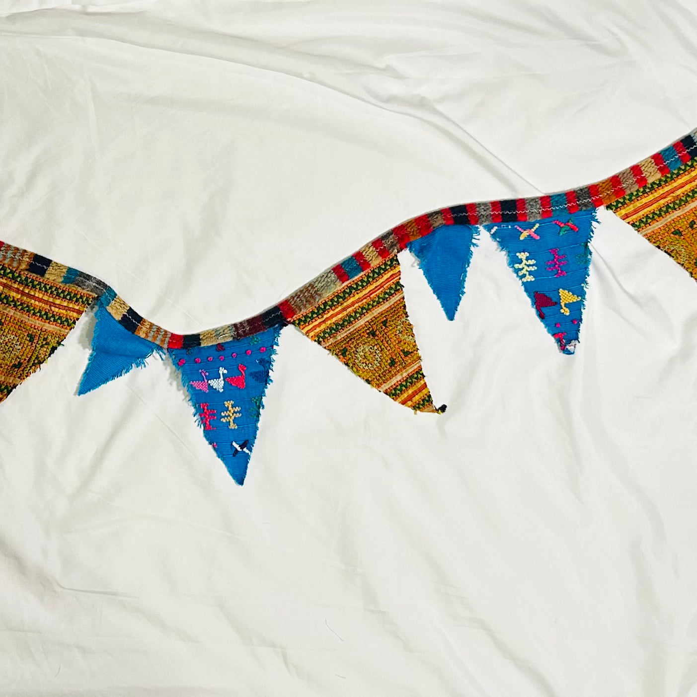 Blue Multi Embroidered Bunting Banner, 60 inches