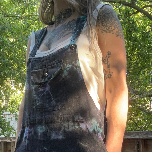 Hacky Sacked Shorted Overalls, UpCycled Fashion