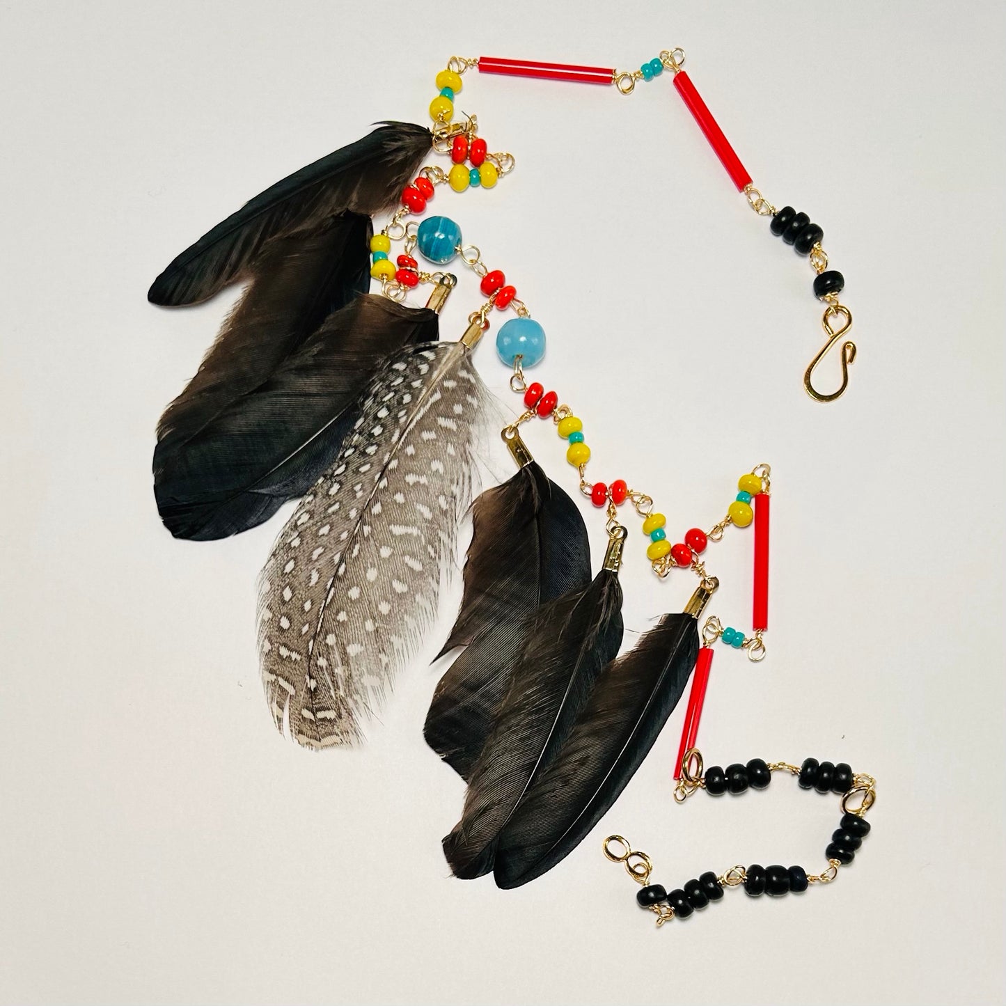 En Route, Feathered & Beaded Necklace