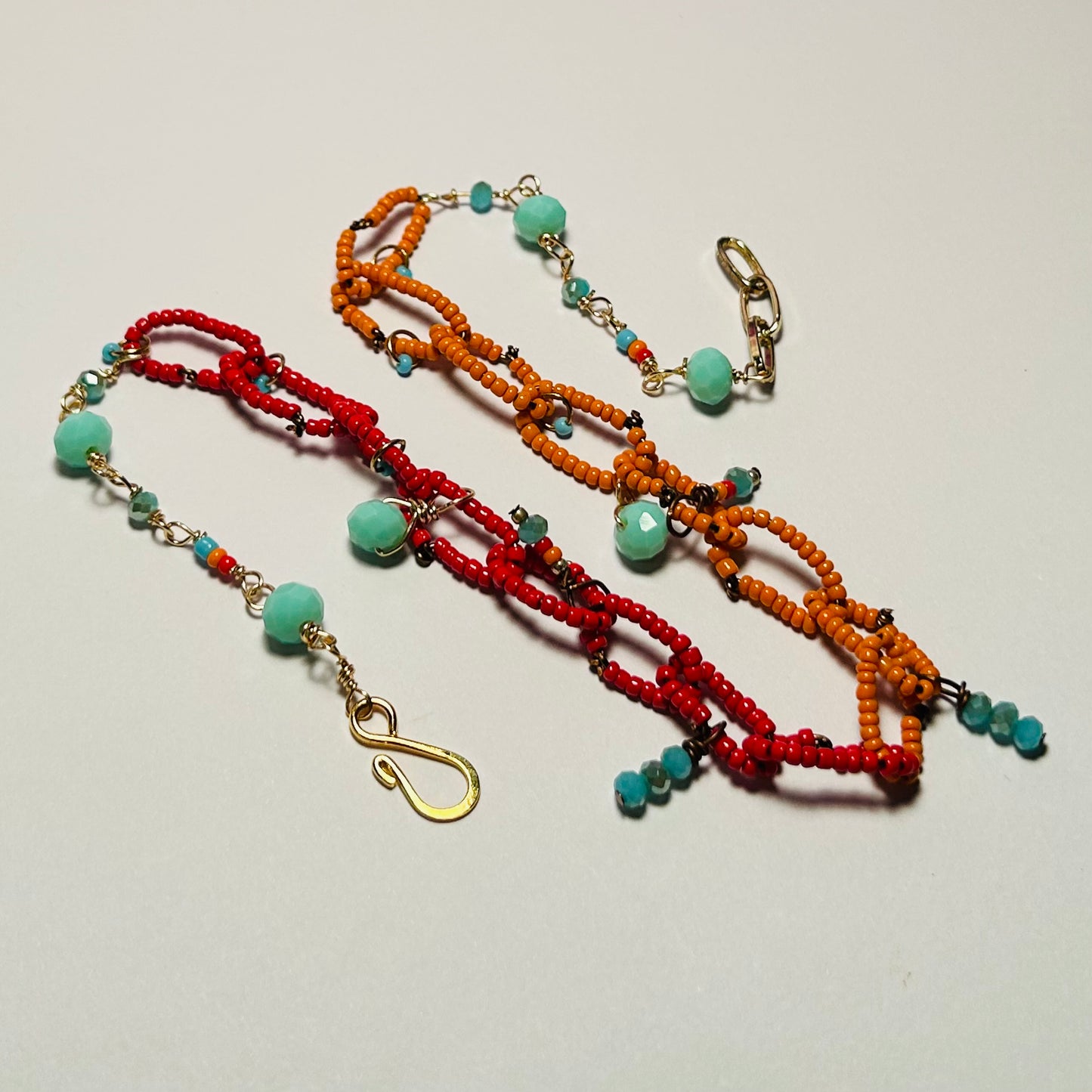 Fire & Ice, Beaded Chain Link Necklace