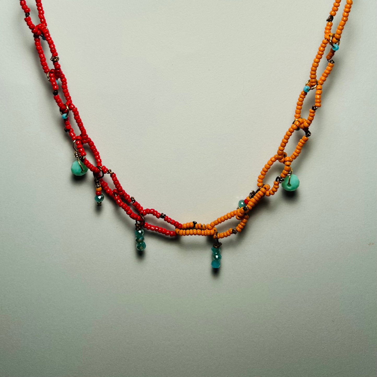 Fire & Ice, Beaded Chain Link Necklace