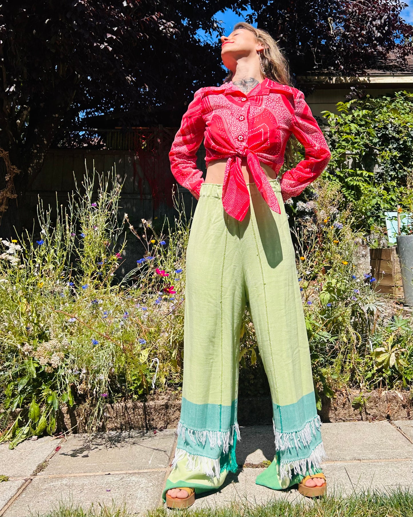 Blanket Statement, Wide Leg Pants, UpCycled Fashion