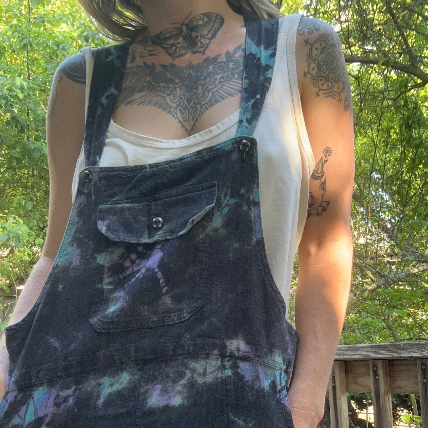 Hacky Sacked Shorted Overalls, UpCycled Fashion