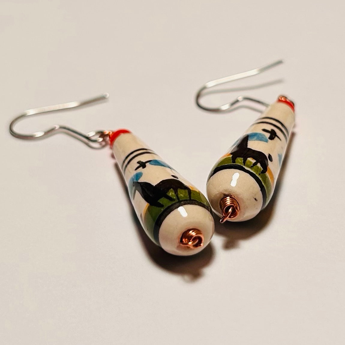 Llama Beans, Hand-painted Ceramic Drop Earrings